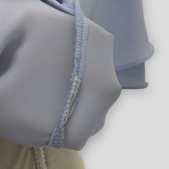 Forever 21 Ruffle Flounce Cami Womens Cold Shoulder Sheer Blouse Blue Size Small - Picture 8 of 9